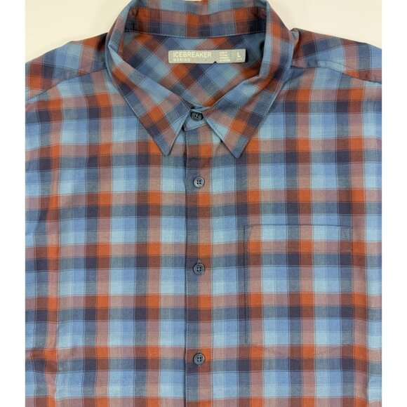 Icebreaker Mens Shirt 100% Merino Wool Flannel Long Sleeve Button Sz Large Plaid - Picture 2 of 12